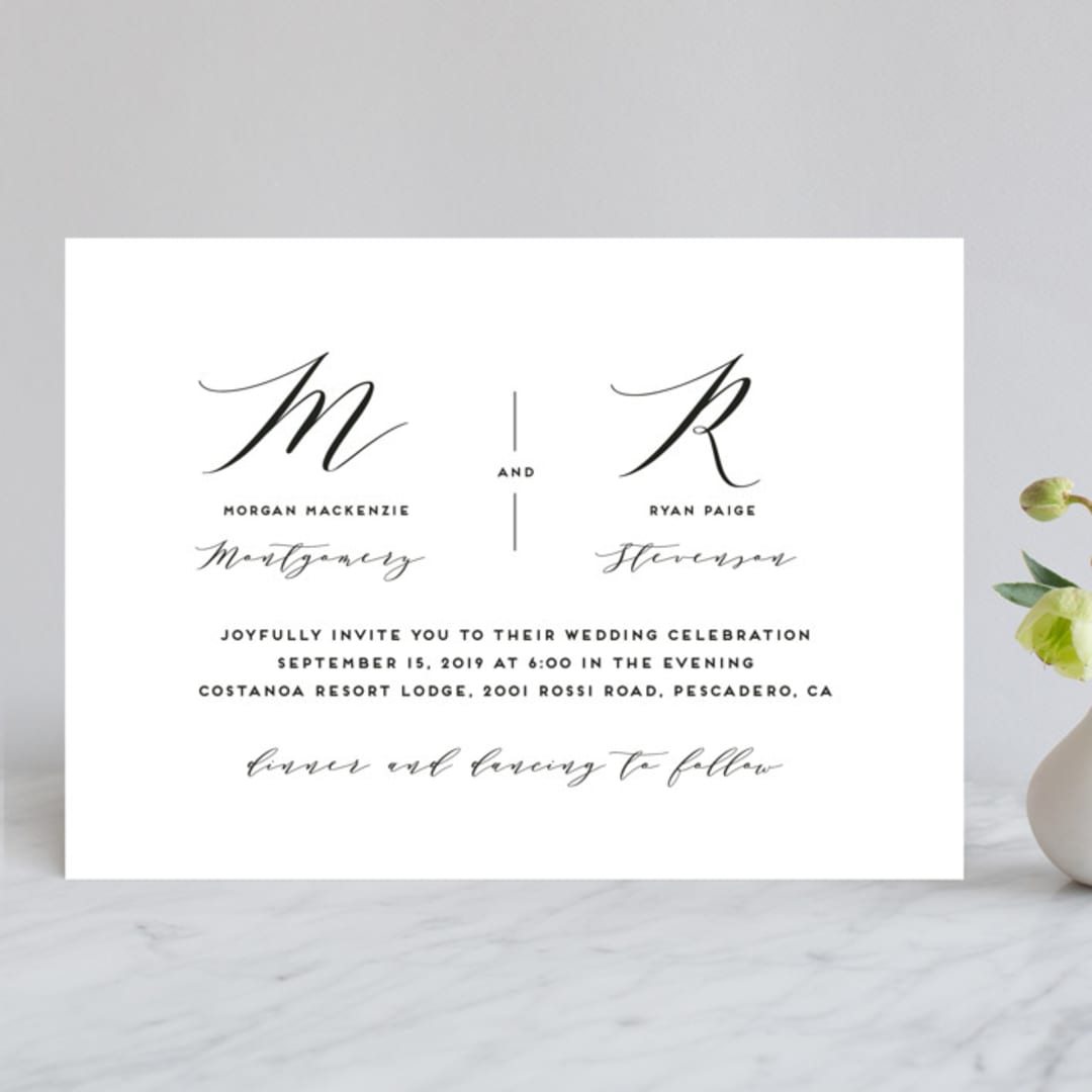 "Elegant Monogram" - Wedding Invitations in Tuxedo by Simona Camp - Front