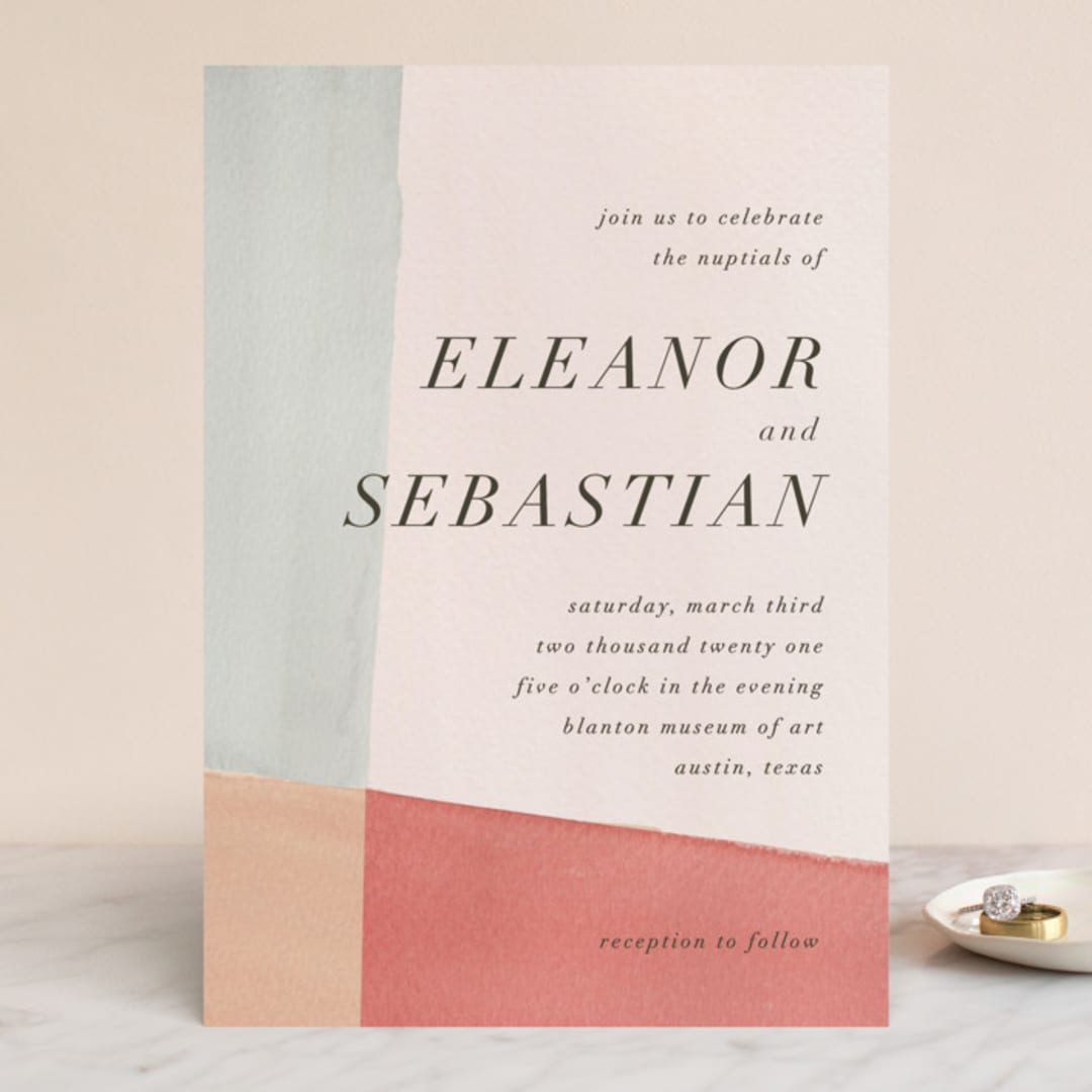"Eleanor" - Wedding Invitations in Rose by Creative Parasol - Front