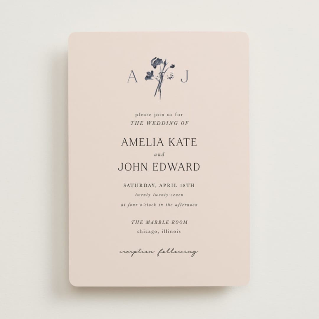 "Floral Monogram" - Wedding Invitations in Champagne by Lindsay Megahed - Front