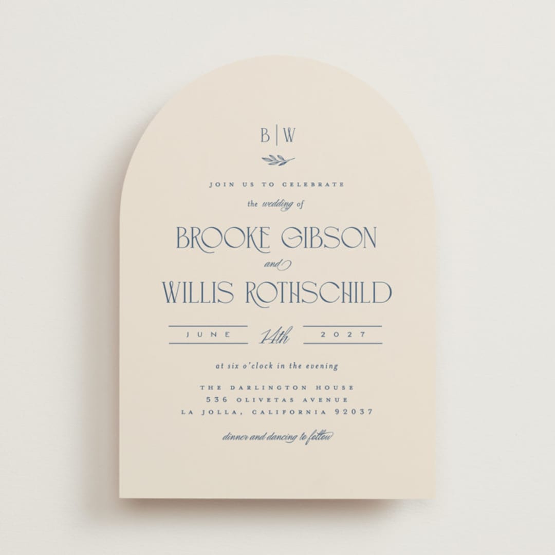 "Arched Monogram" - Wedding Invitations in Ecru by Erica Krystek - Front