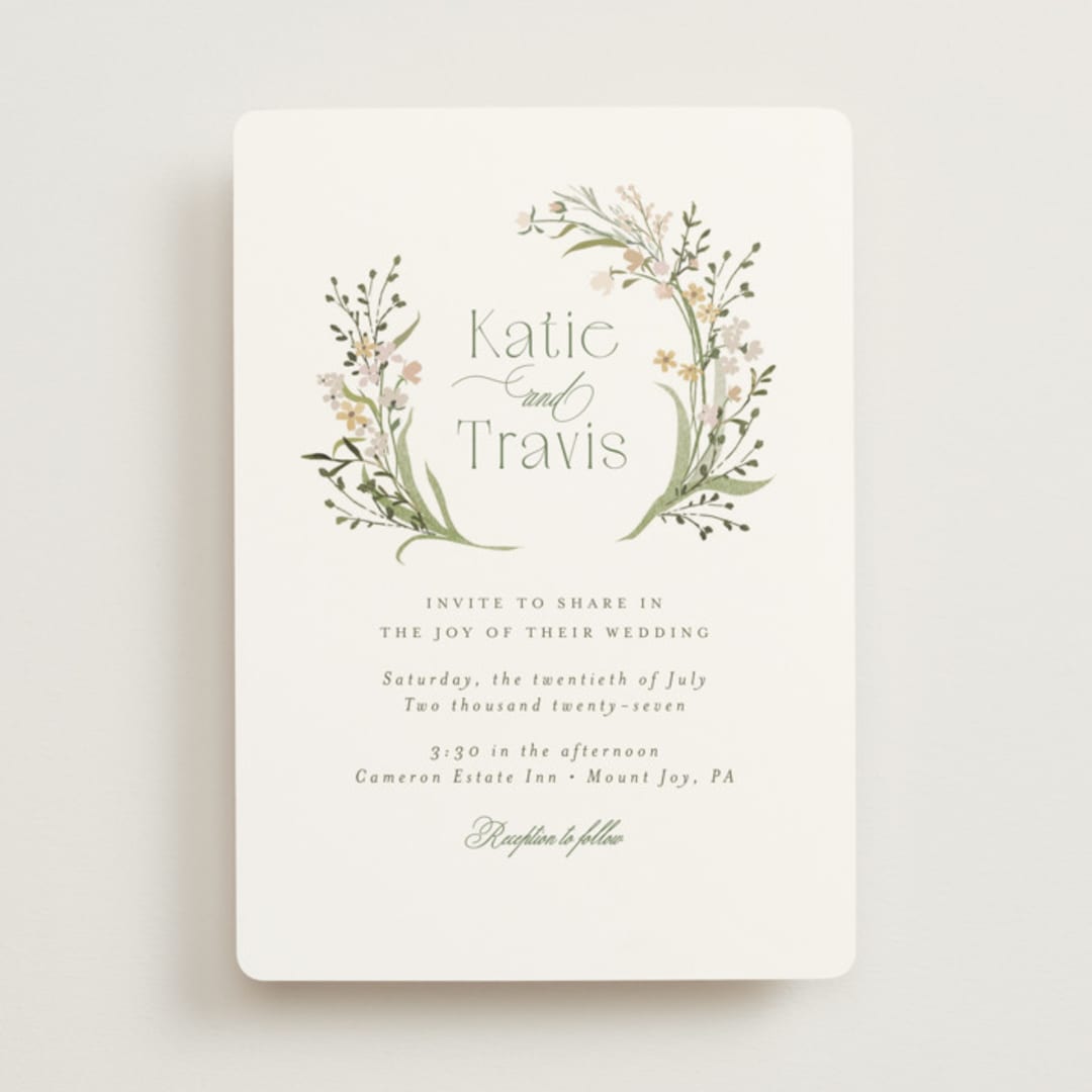 "delicate buds" - Wedding Invitations in Olive by Jennifer Wick - Front