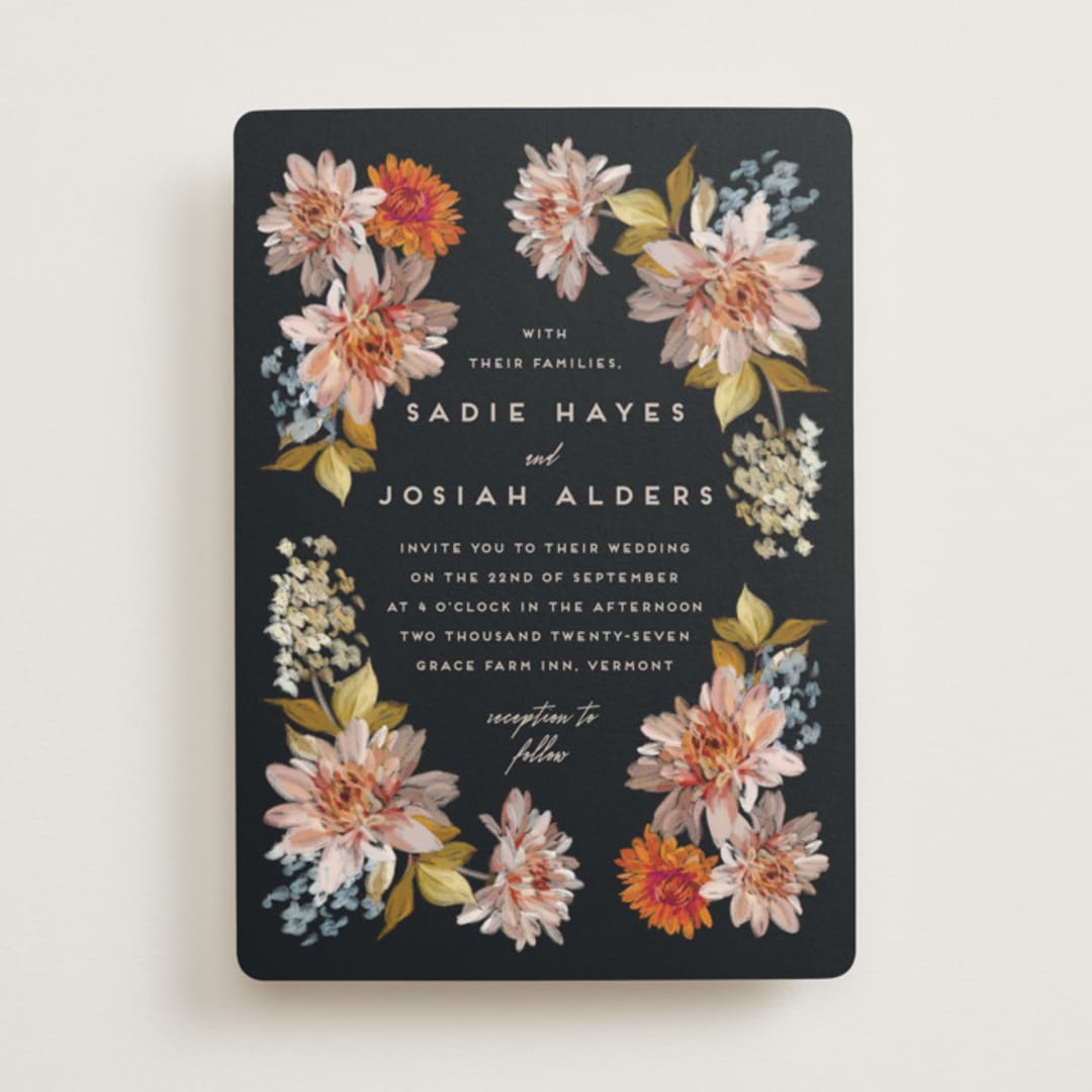 "Dahlia Season" - Wedding Invitations in Navy by Olivia Kanaley Inman - Front