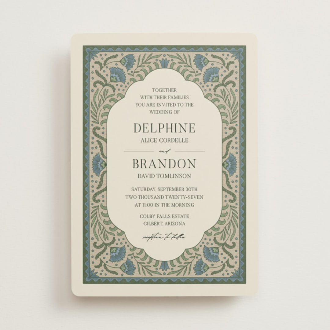 "Century" - Wedding Invitations in Robin's Egg by Jen Owens - Front