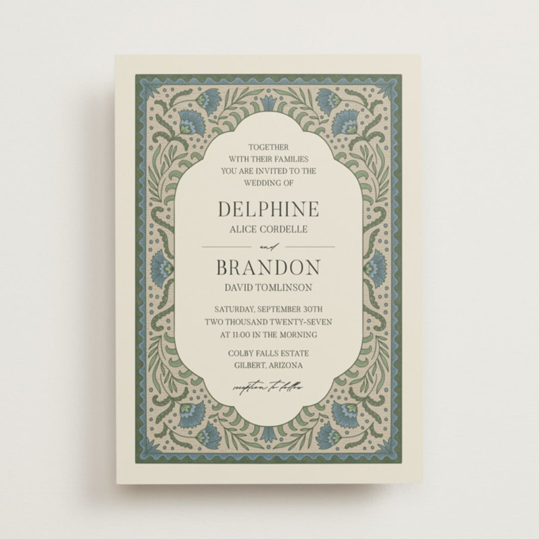 "Century" - Wedding Invitations in Robin's Egg by Jen Owens - Front