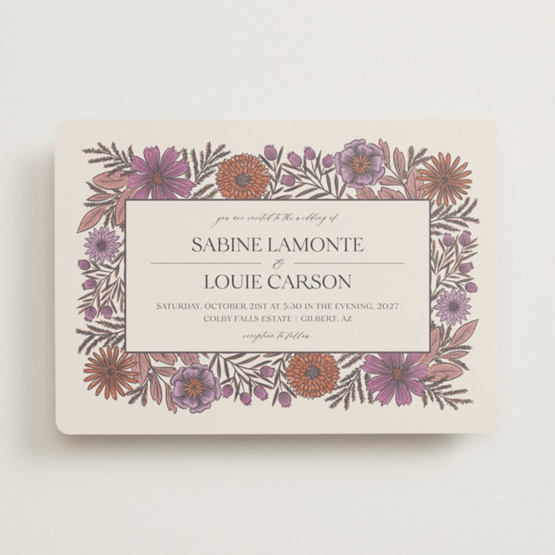 "Fleur" - Wedding Invitations in Sangria by Jen Owens - Front