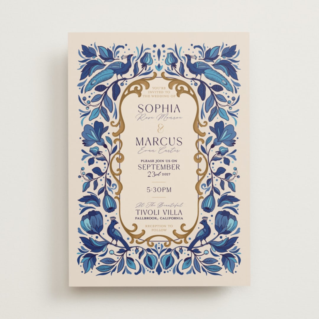 "Gilded" - Wedding Invitations in Cerulean by GeekInk Design - Front