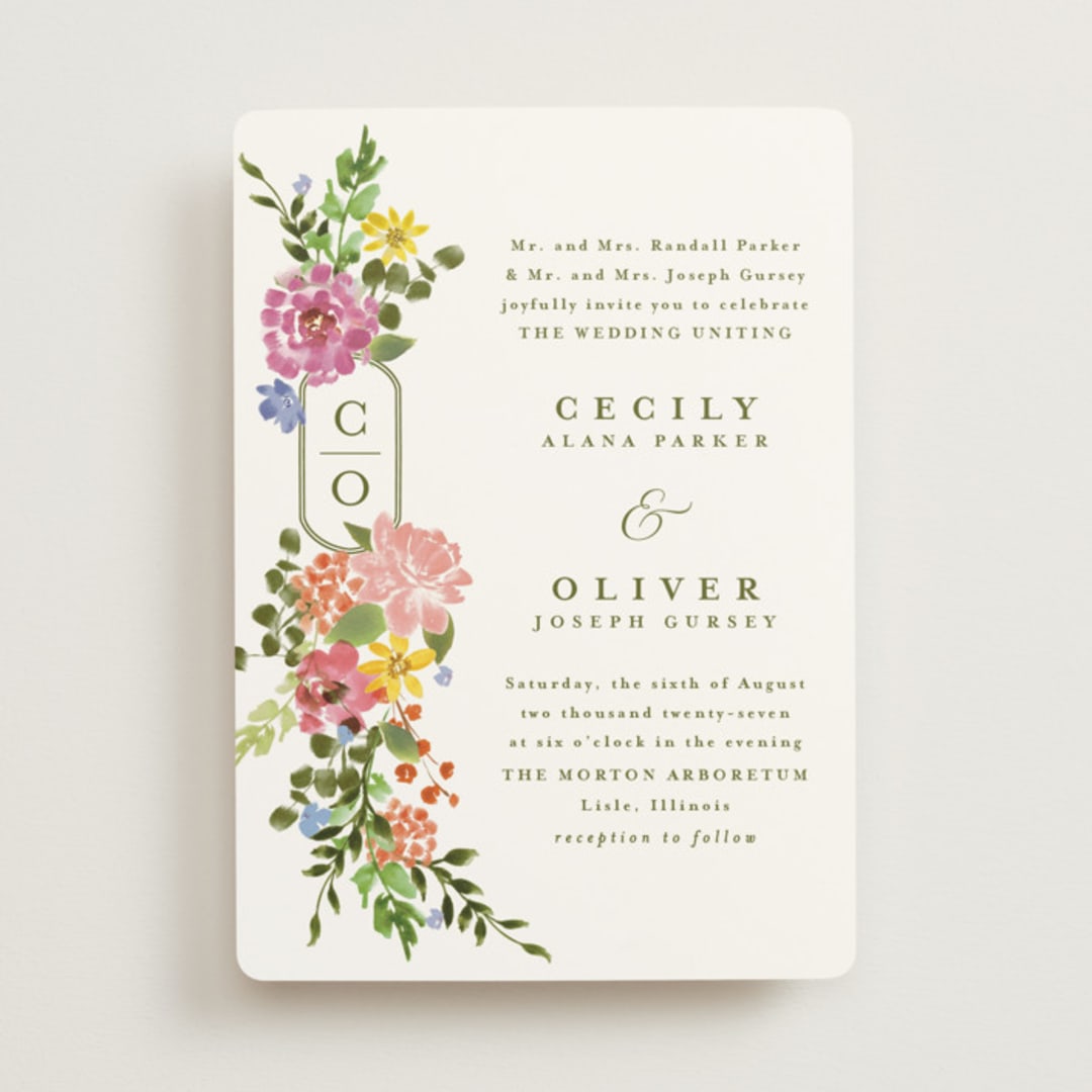 "Garland Monogram" - Wedding Invitations in Summer by Angela Marzuki - Front