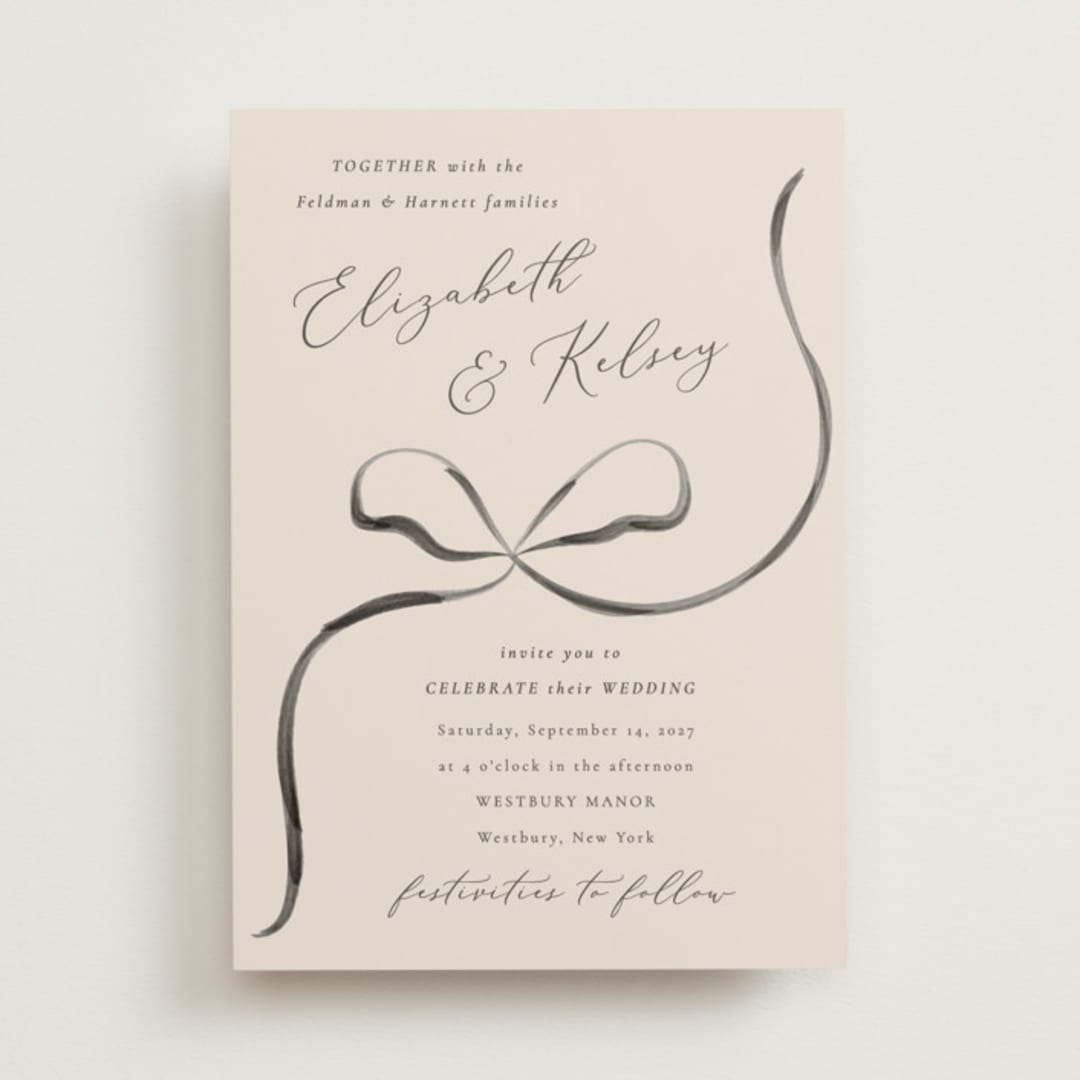 "Bow" - Wedding Invitations in Tuxedo by Corinne Malesic - Front