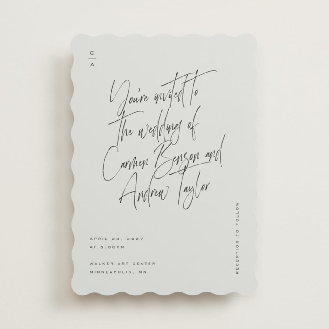 "Signature Script" - Wedding Invitations in Mint by Michelle Taylor - Front