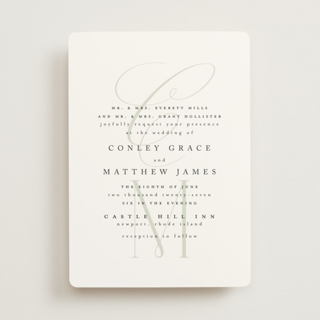 "Conley" - Wedding Invitations in Leaf by Kristie Kern - Front