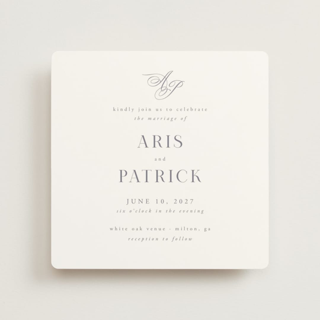 "Regal" - Wedding Invitations in Snow by Melinda Denison - Front