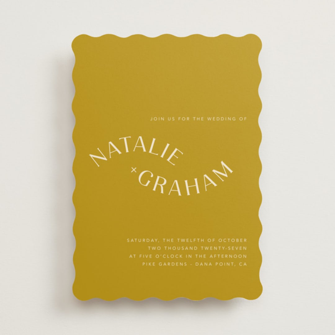 "Swoop" - Wedding Invitations in Marigold by Stacey Day - Front