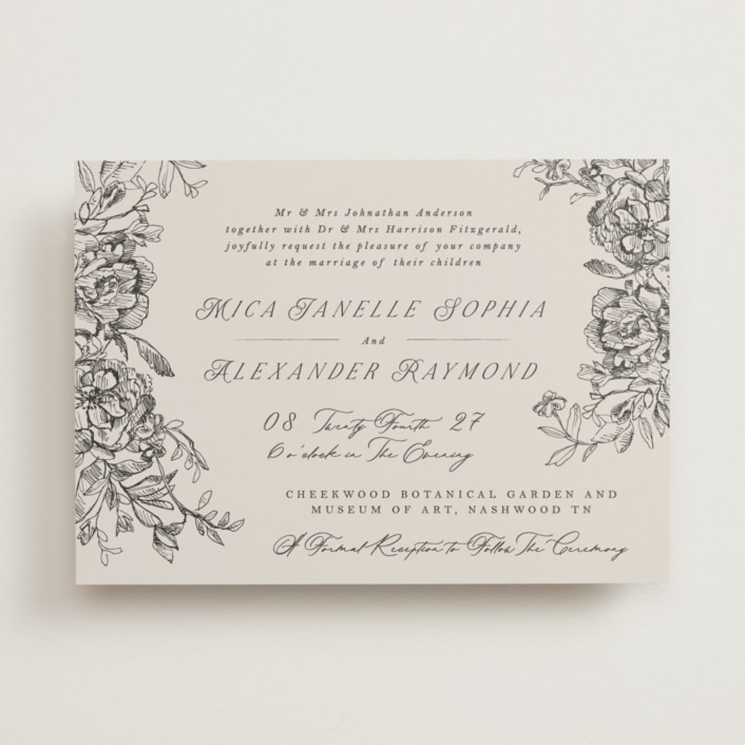 "etched floral" - Wedding Invitations in Stone by Phrosné Barwood - Front