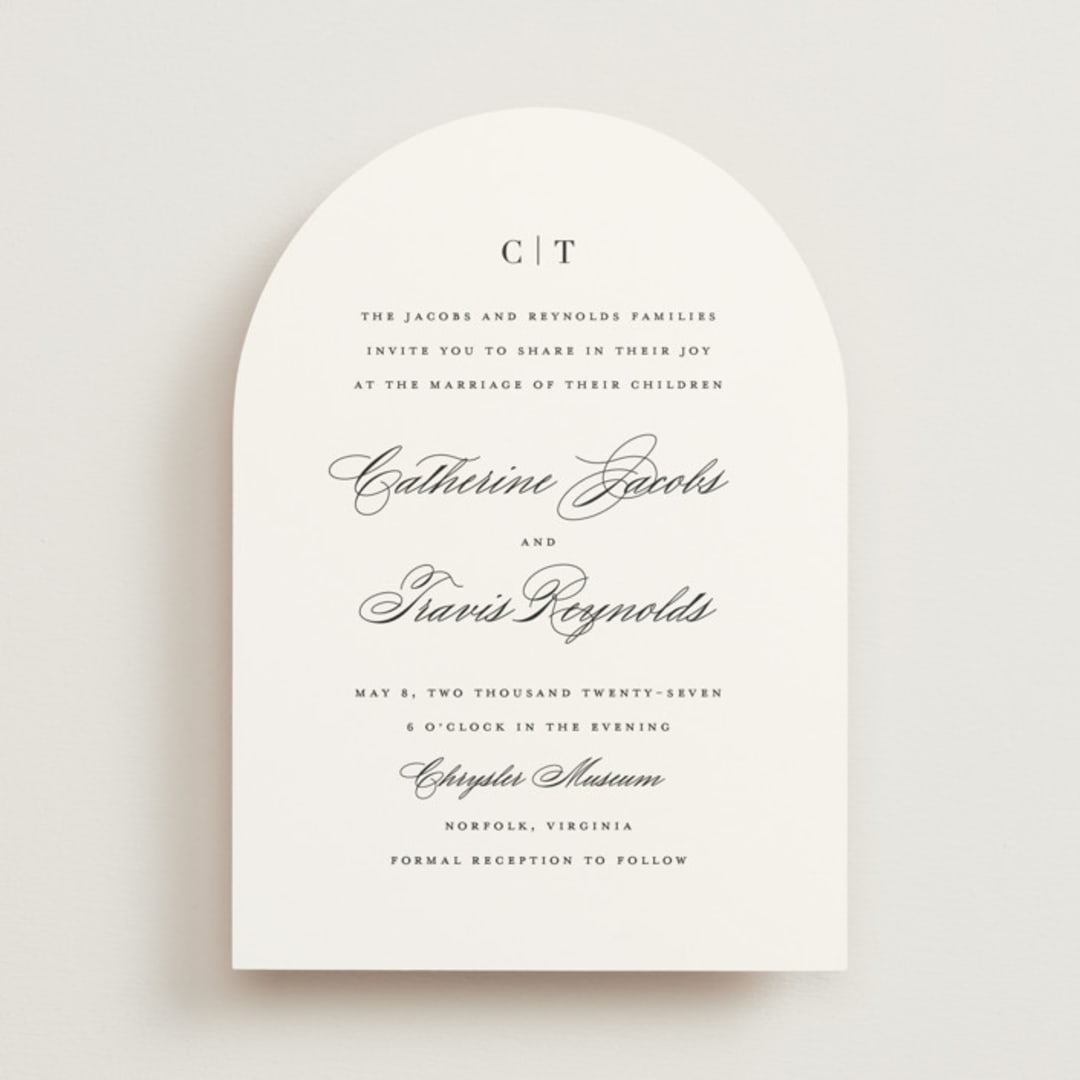 "Classically Elegant" - Wedding Invitations in Snow by Brandy Folse - Front