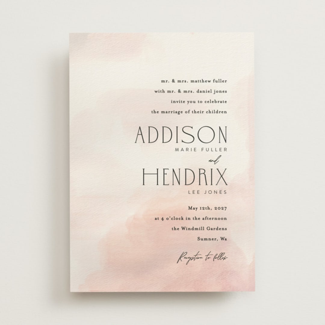 "First light" - Wedding Invitations in Blush by Itsy Belle Studio - Front
