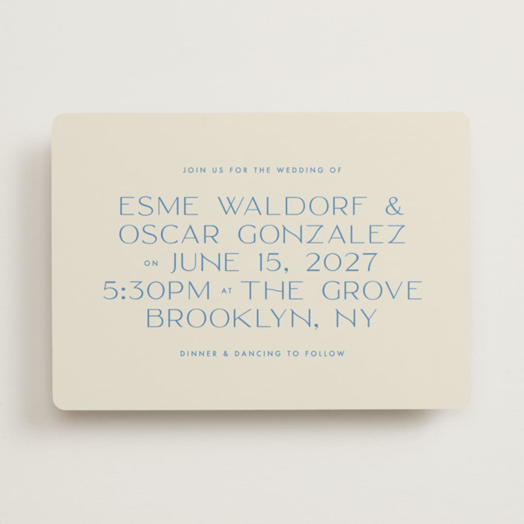"Brooklyn" - Wedding Invitations in Cerulean by Ellen Schlegelmilch - Front