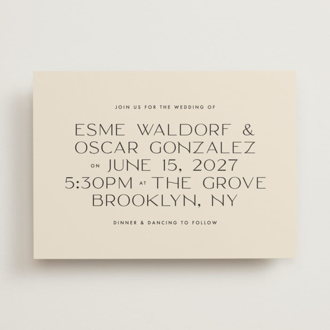 "Brooklyn" - Wedding Invitations in Cream by Ellen Schlegelmilch - Front