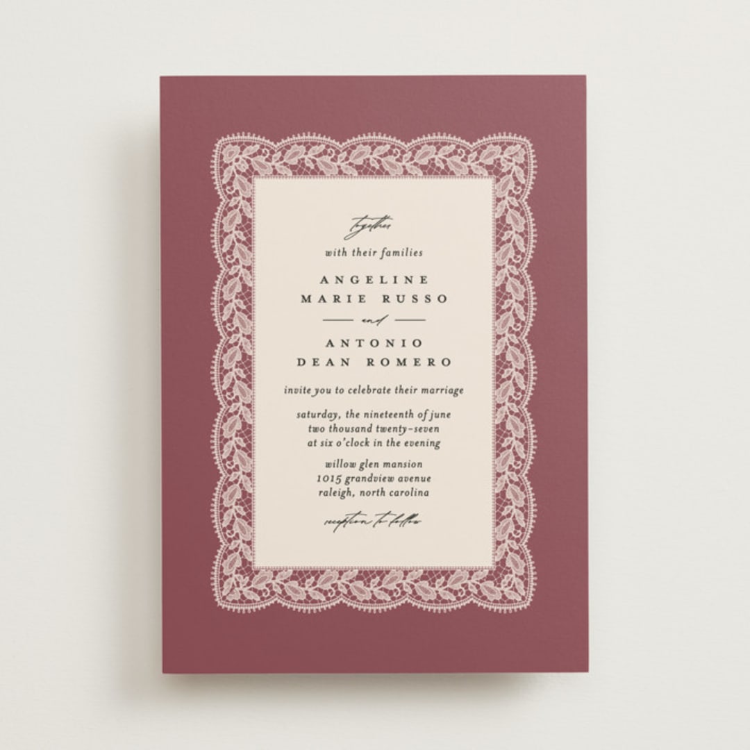 "Chantilly" - Wedding Invitations in Mauve by Erica Krystek - Front