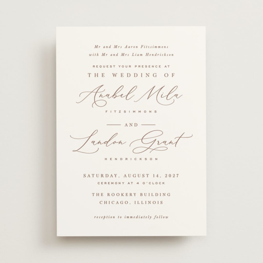 "Luxe script" - Wedding Invitations in Pearl by Hooray Creative - Front