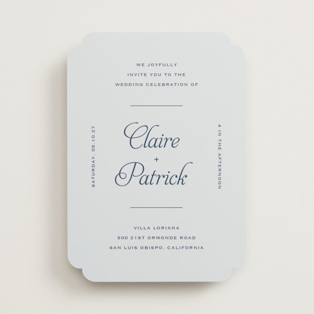 "Modernne" - Wedding Invitations in Powder by Carolyn MacLaren - Front