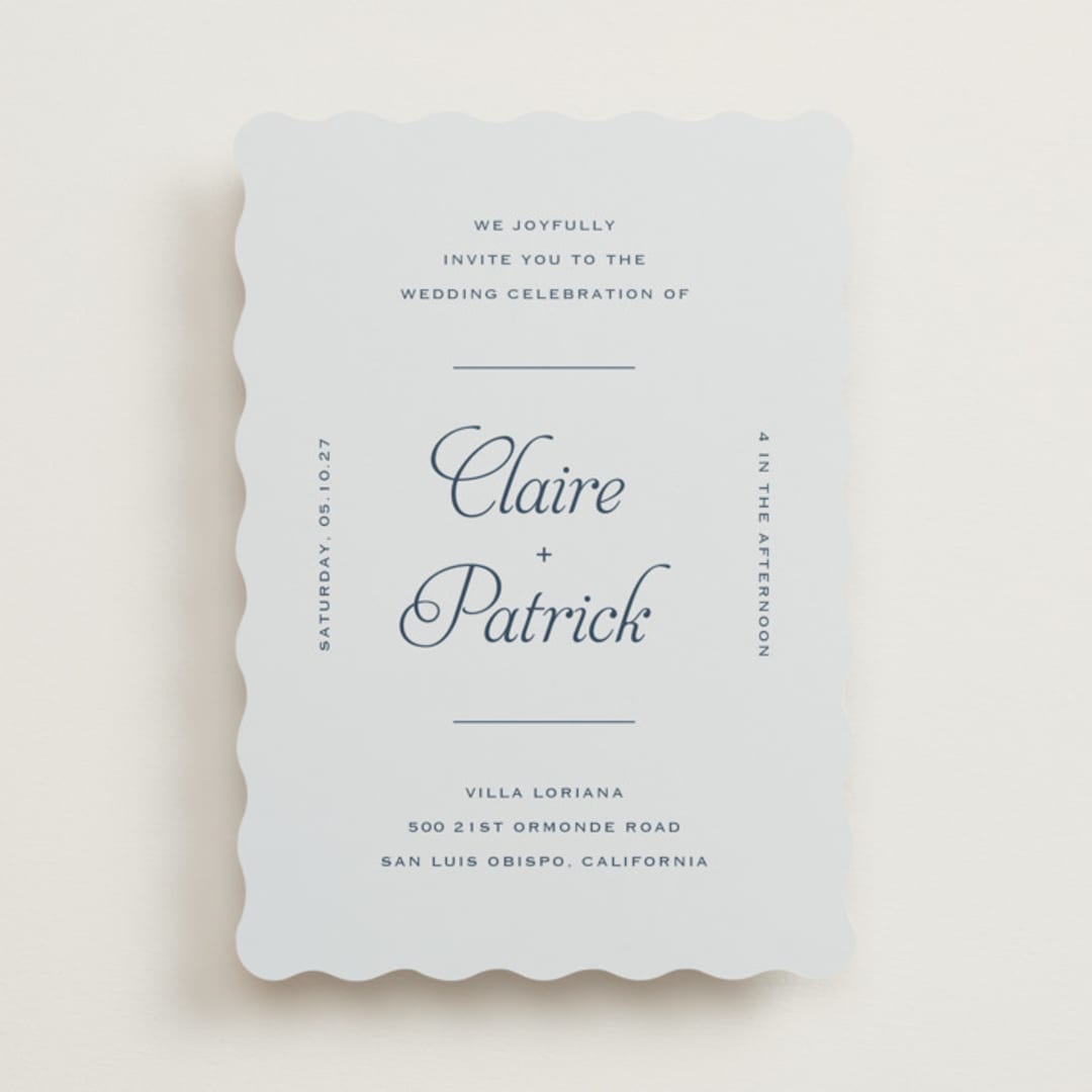 "Modernne" - Wedding Invitations in Powder by Carolyn MacLaren - Front