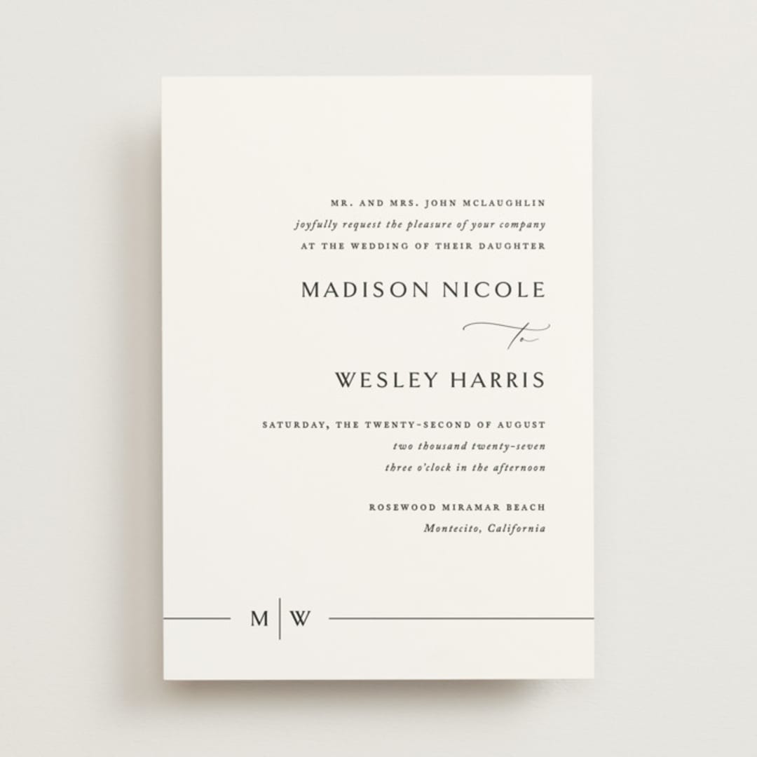 "Align" - Wedding Invitations in Cotton by Jennifer Postorino - Front