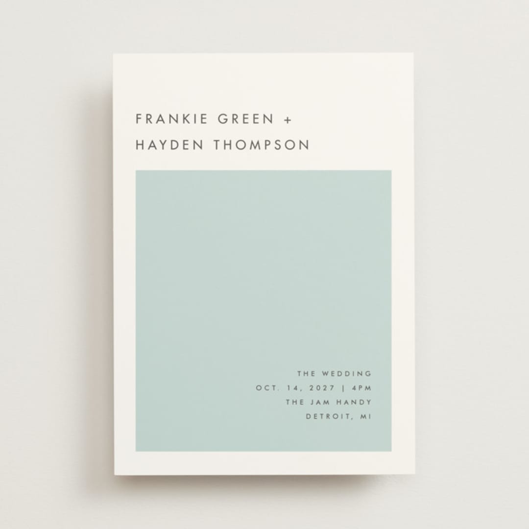 "Colorfield" - Wedding Invitations in Seafoam by Snow and Ivy - Front