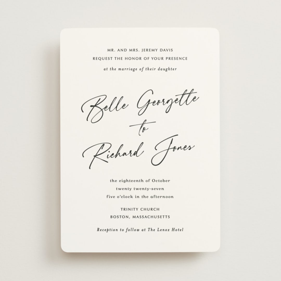 "Belle Romance" - Wedding Invitations in Onyx by Katherine Moynagh - Front