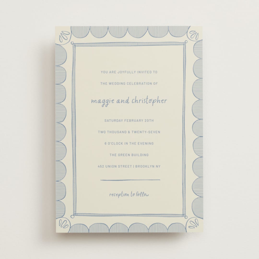 "Florence" - Wedding Invitations in Sky by Kelly Watkins - Front