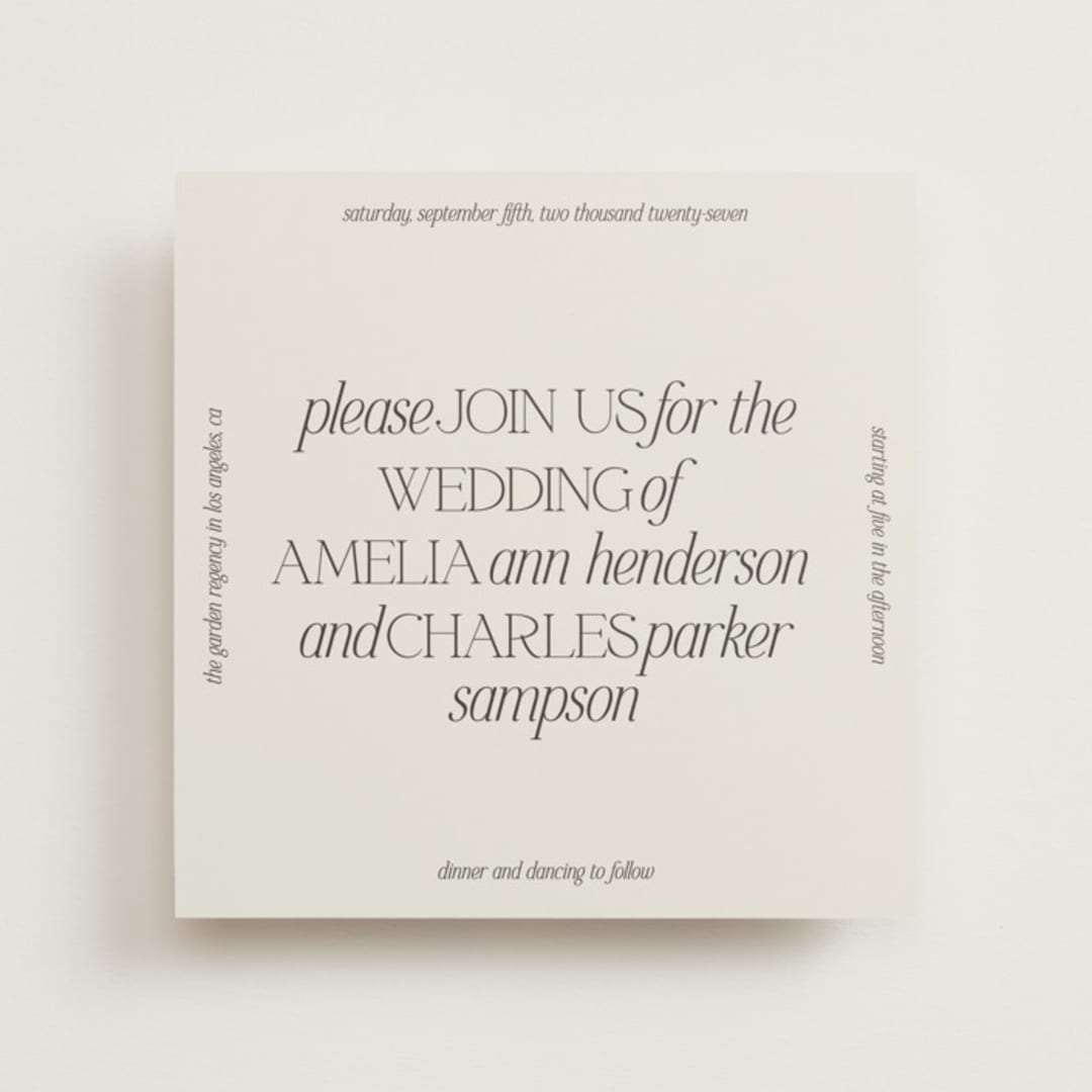 "Modernique" - Wedding Invitations in Stone by Ashlee Townsend - Front