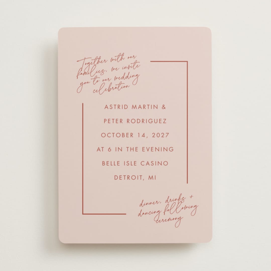 "Jot" - Wedding Invitations in Peach Cream by Snow and Ivy - Front