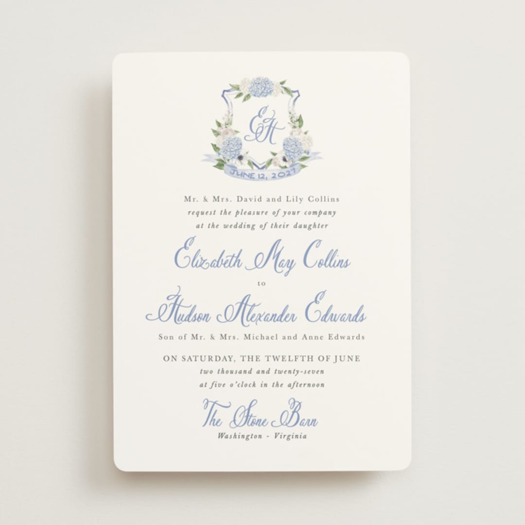 "Sweethearts" - Wedding Invitations in Periwinkle by Design Lotus - Front