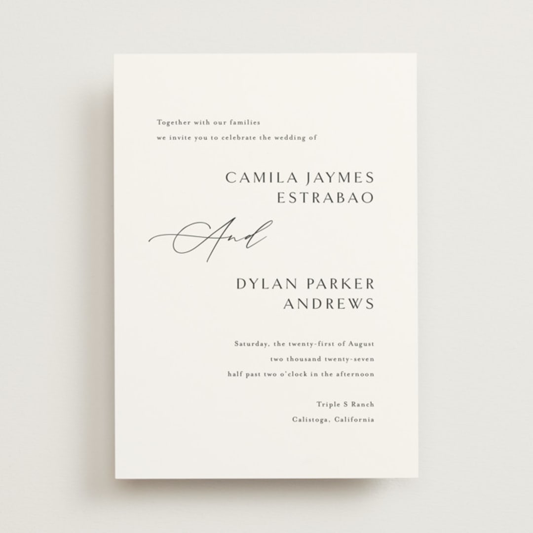 "graceful" - Wedding Invitations in Onyx by Jennifer Postorino - Front