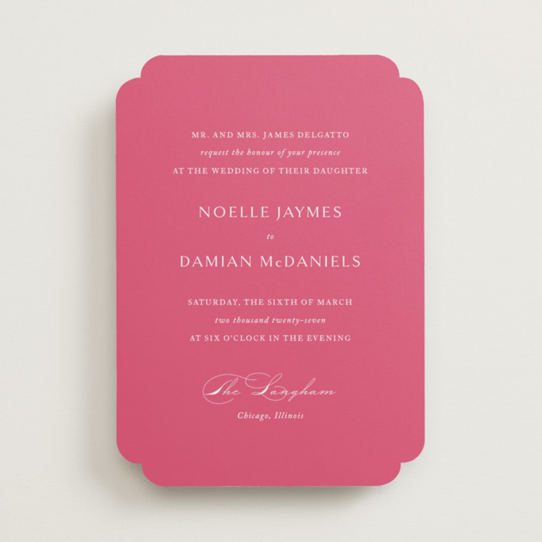 "Everlasting" - Wedding Invitations in Carnation by Jennifer Postorino - Front