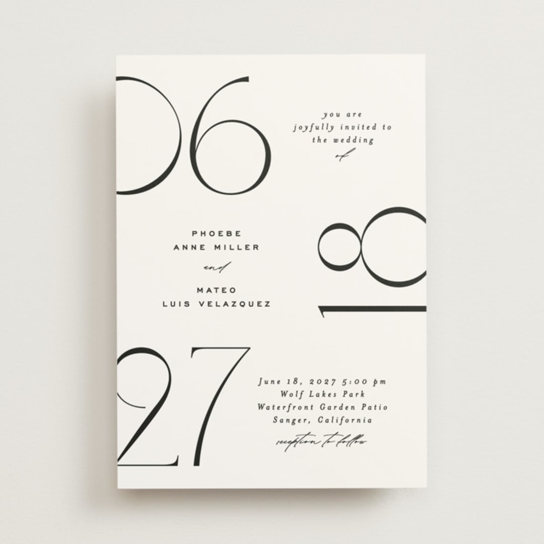"Numerical" - Wedding Invitations in Lily by Owl and Toad - Front