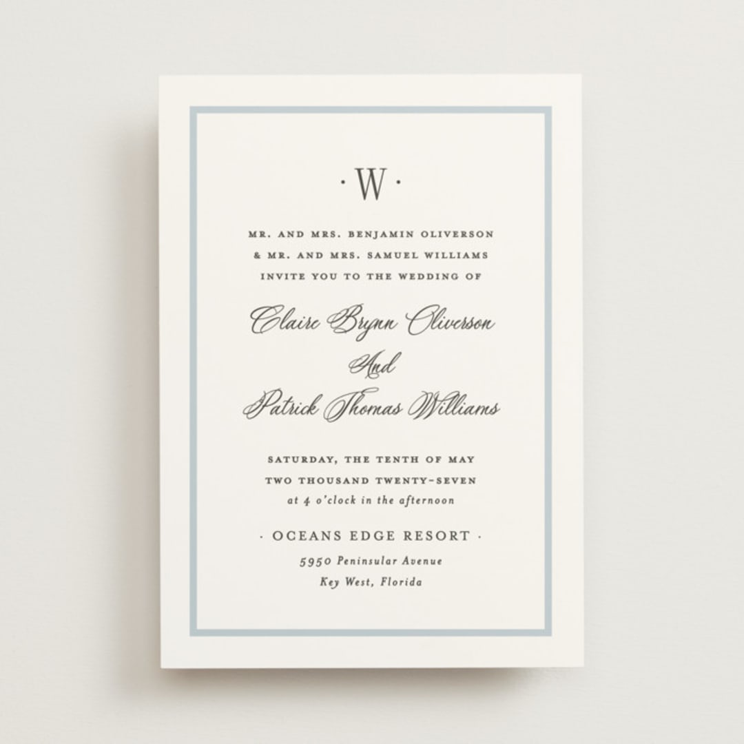 "Dotted Classic" - Wedding Invitations in Hydrangea by Carolyn MacLaren - Front