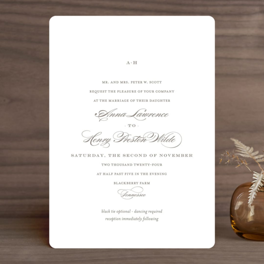 "Field" - Wedding Invitations in Ash by Megan Davis - Front