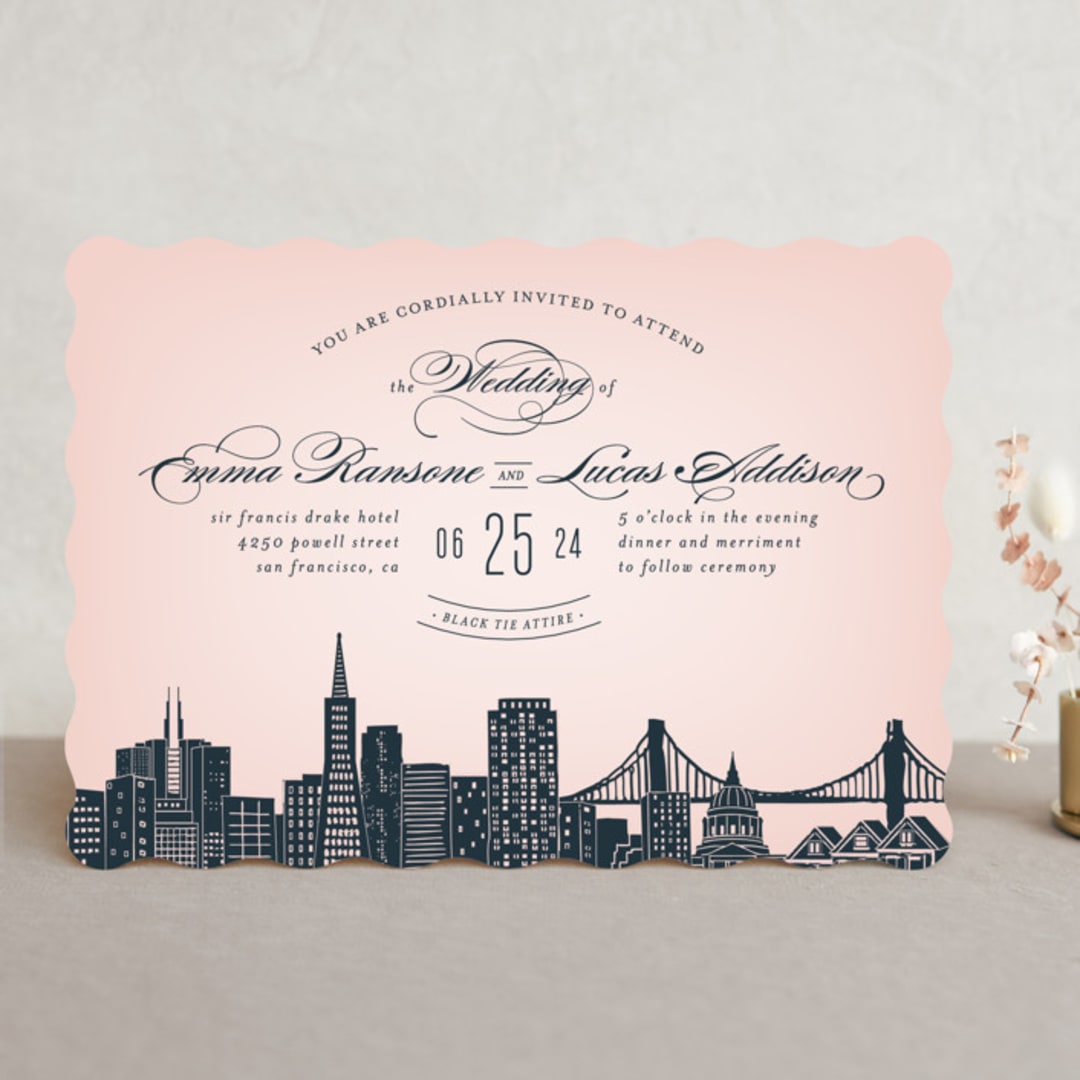 "Big City - San Francisco" - Wedding Invitations in Blush by Hooray Creative - Front