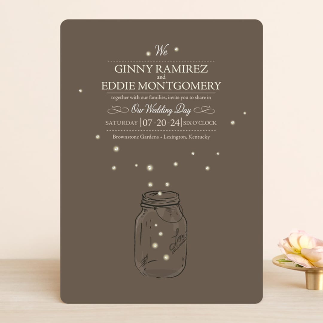 "Fireflies" - Wedding Invitations in Zuni Brown by Paige Rothhaar - Front