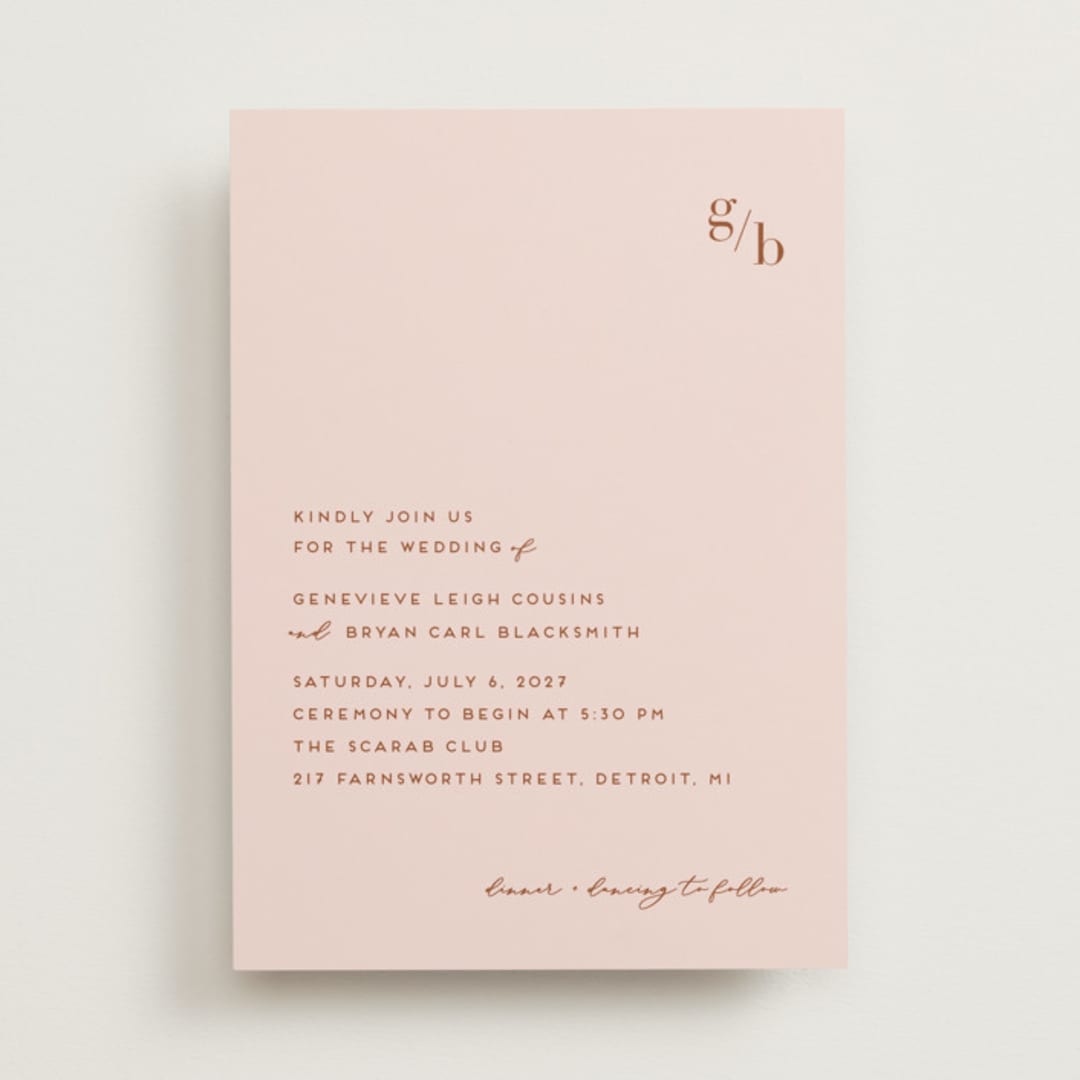 "Mod Initials" - Wedding Invitations in Rust by Genna Blackburn - Front
