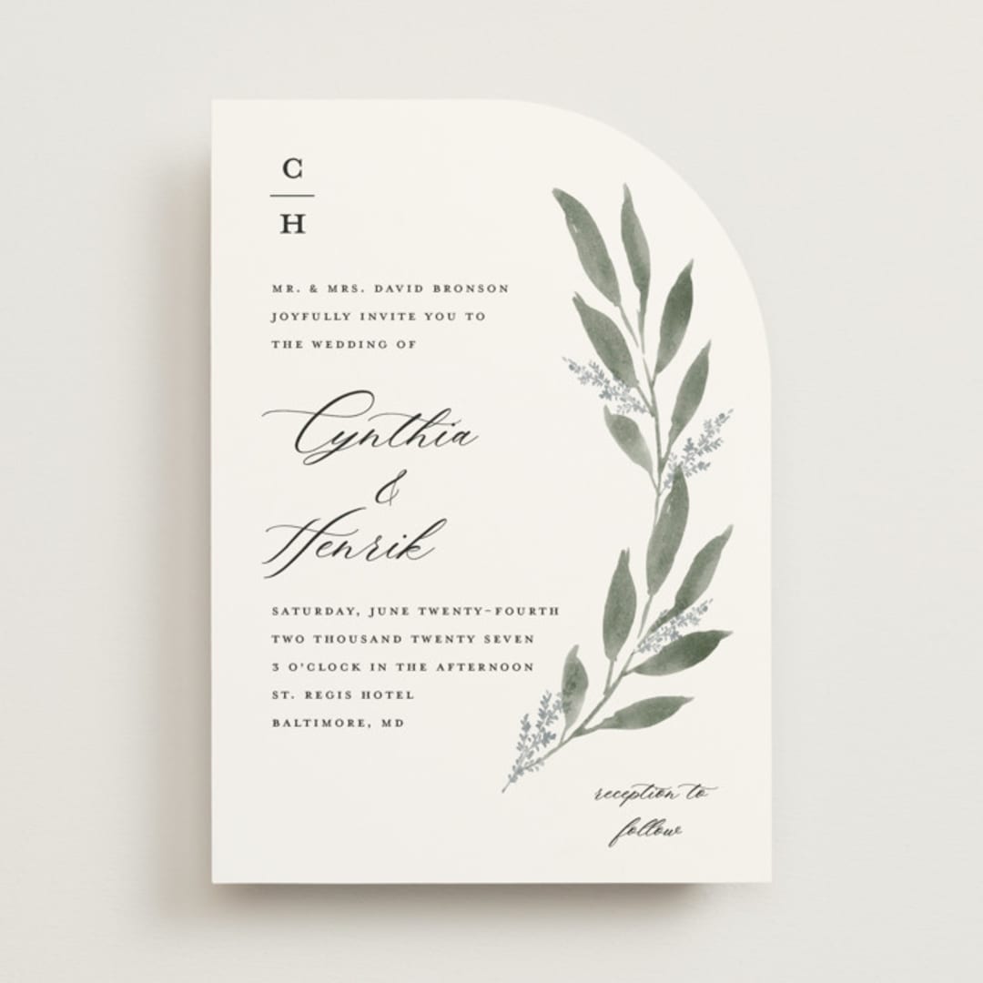 "Pressed Foliage" - Wedding Invitations in Heather by Stacey Meacham - Front