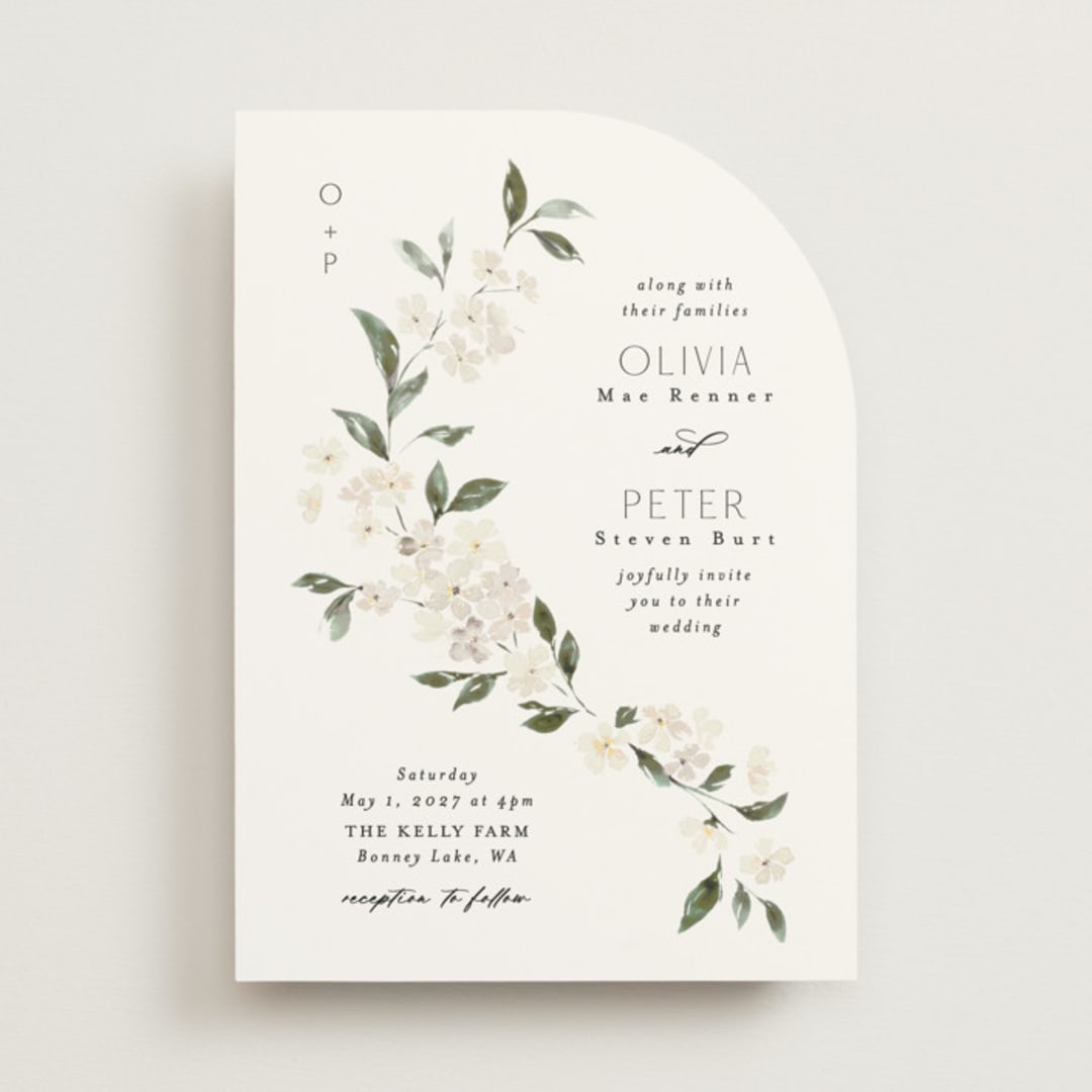 "Sweeping Vine" - Wedding Invitations in Porcelain by Itsy Belle Studio - Front