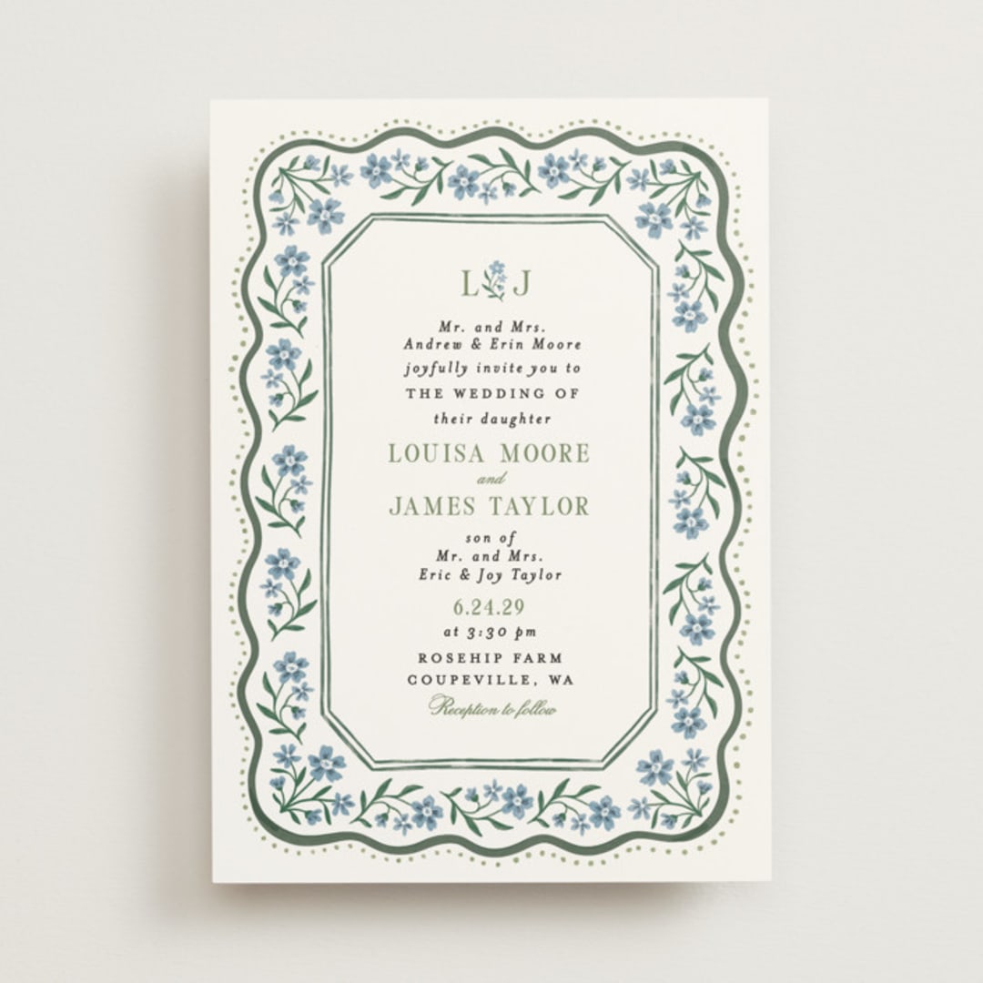 "Sweet Vintage" - Wedding Invitations in Periwinkle by Alethea and Ruth - Front