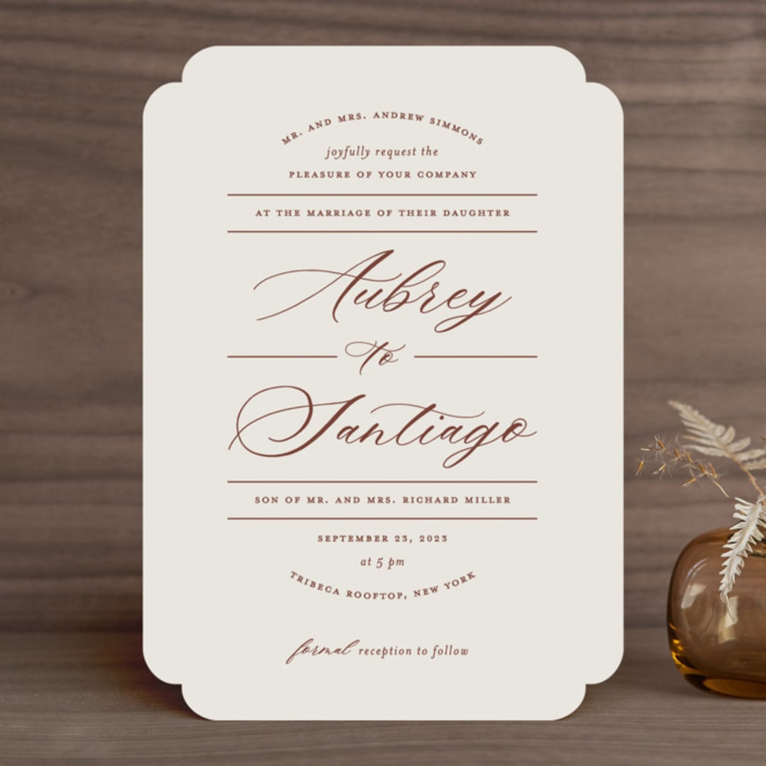 "Streamlined" - Wedding Invitations in Nutmeg by Nicole Barreto - Front