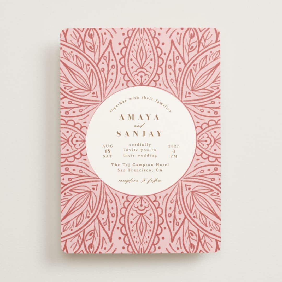"AMAYA" - Wedding Invitations in Blush by Kanika Mathur - Front