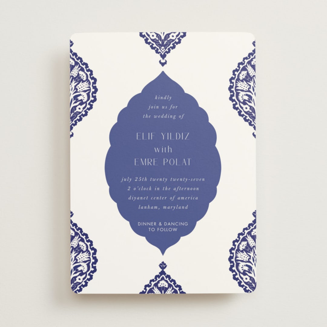 "Topkapi" - Wedding Invitations in Cobalt by Nazia Hyder - Front