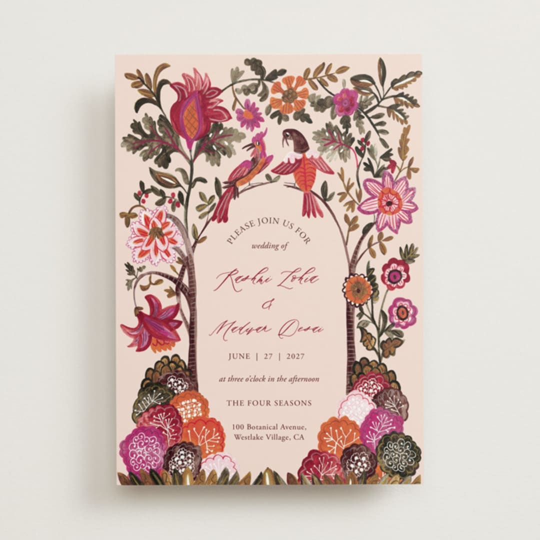 "Indian floral chintz lush" - Wedding Invitations in Ivory by Caroline Bonne Muller - Front
