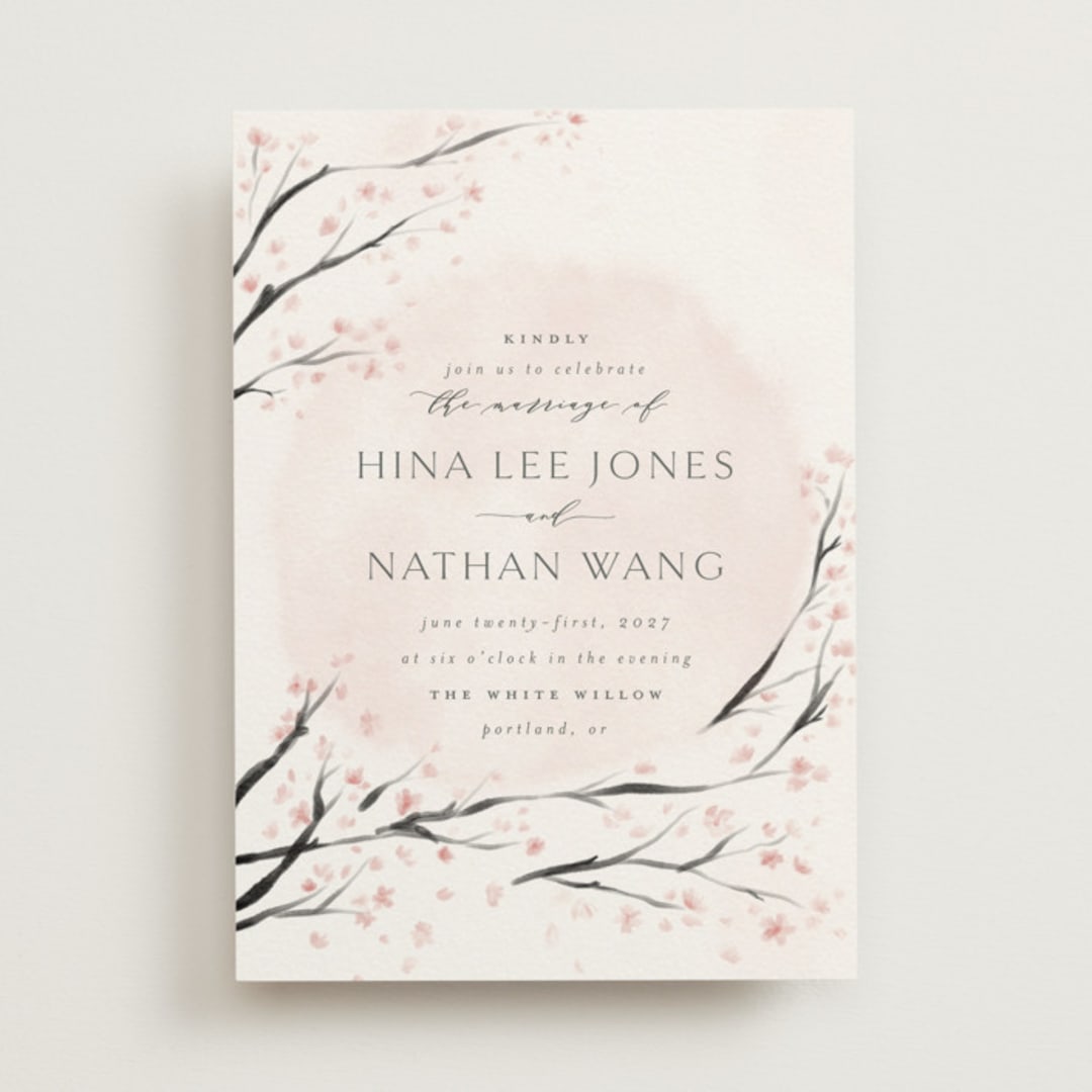 "Cherry Blossoms" - Wedding Invitations in Cherry Blossom by Stephanie Hawkes - Front