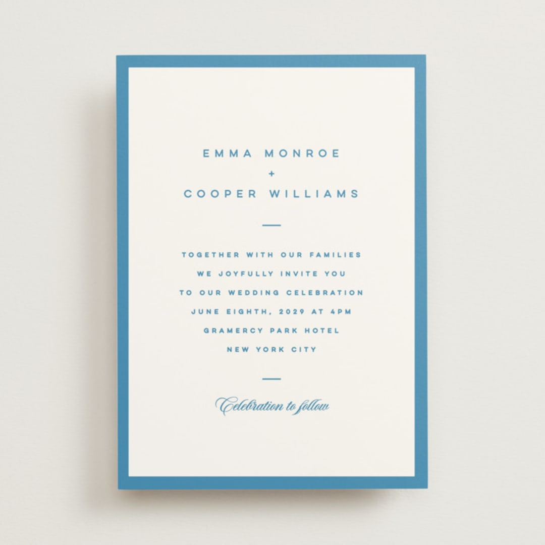 "The Emma" - Wedding Invitations in Cerulean by Kristie Kern - Front