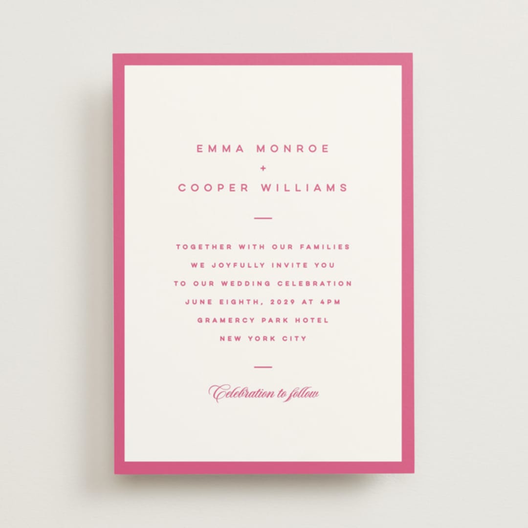 "The Emma" - Wedding Invitations in Flamingo by Kristie Kern - Front
